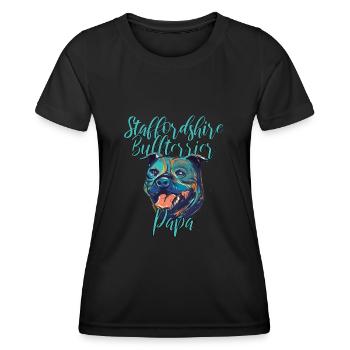 Staffordshire Bullterrier - Frauen Funktions-T-Shirt - Schwarz - Vorne - AI Model Female 172 light (172cm)