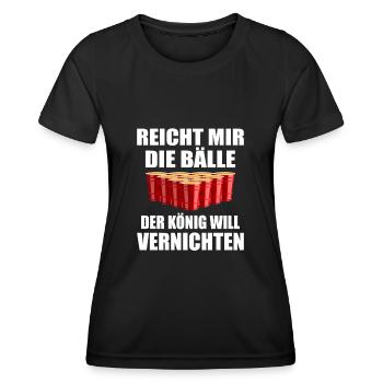 Beerpong Bierpong Beer Bier pong Trinkspiel - Frauen Funktions-T-Shirt - Schwarz - Vorne - AI Model Female 172 light (172cm)