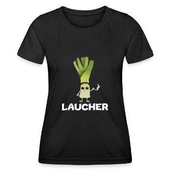 Lauch Laucher Raucher Rauch Kettenrauchen - Frauen Funktions-T-Shirt - Schwarz - Vorne - AI Model Female 172 light (172cm)