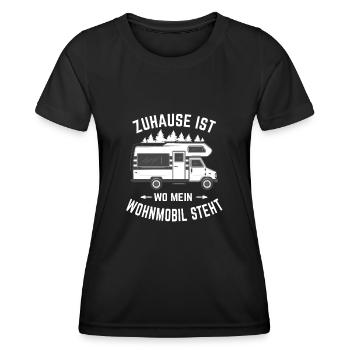 Zuhause ist wo mein Wohnmobil steht - Frauen Funktions-T-Shirt - Schwarz - Vorne - AI Model Female 172 light (172cm)