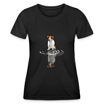 Jack Russel Reflektion im Wasser | Hundeliebhaber - Frauen Funktions-T-Shirt - Schwarz - Vorne - AI Model Female 172 light (172cm)