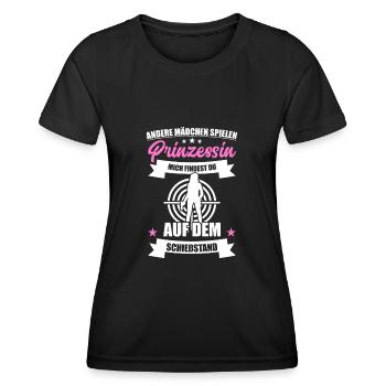 Schießstand Prinzessin Sportschütze Schießsport - Frauen Funktions-T-Shirt - Schwarz - Vorne - AI Model Female 172 light (172cm)