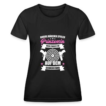 Schießstand Prinzessin Sportschütze Schießsport - Frauen Funktions-T-Shirt - Schwarz - Vorne - AI Model Female 172 light (172cm)