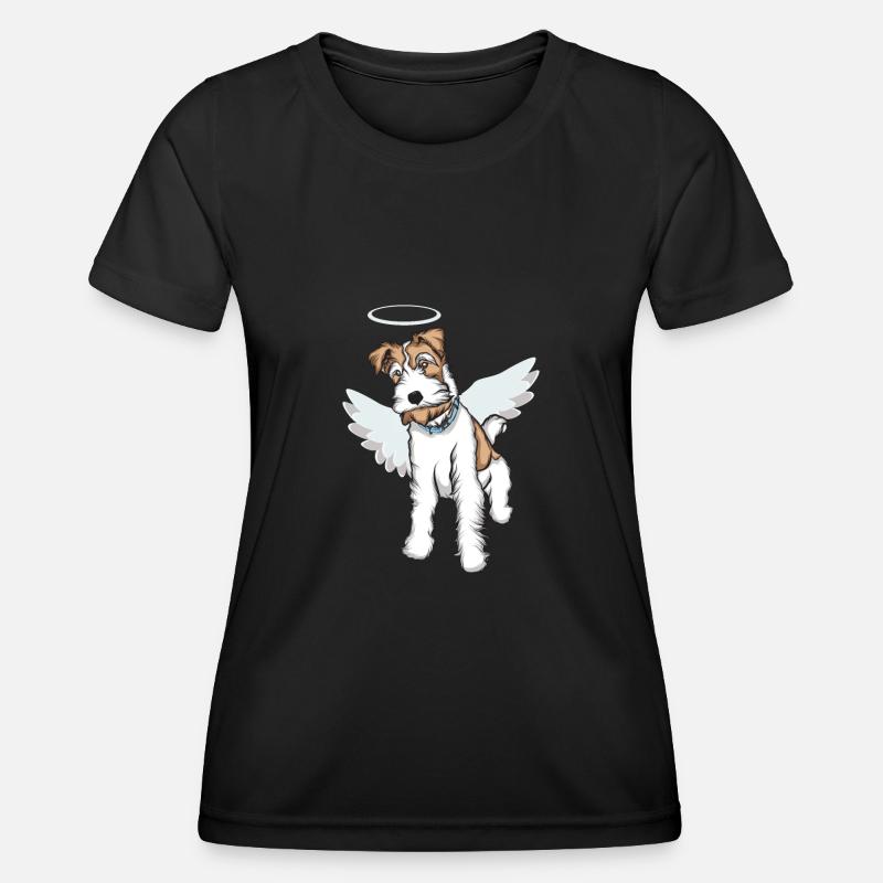 Fox Terrier Wirehaired Angel | Fox Terrier T-Shirt - Women's Functional T-Shirt - black