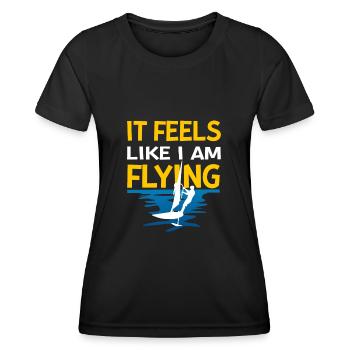 J’ai l’impression de voler la planche à voile - T-shirt sport Femme - noir - Devant - AI Model Female 172 light (172cm)