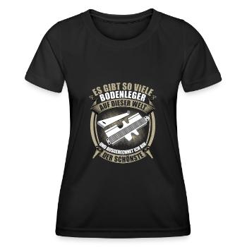Es gibt so viele Bodenleger | Bodenleger - Frauen Funktions-T-Shirt - Schwarz - Vorne - AI Model Female 172 light (172cm)