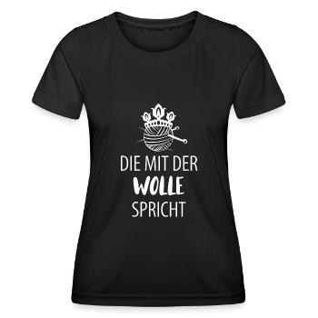 Wolle Stricken Wollknäuel - Frauen Funktions-T-Shirt - Schwarz - Vorne - AI Model Female 172 light (172cm)