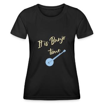 Banjo Vintage Bluegrass joueur de musique cadeau - T-shirt sport Femme - noir - Devant - AI Model Female 172 light (172cm)