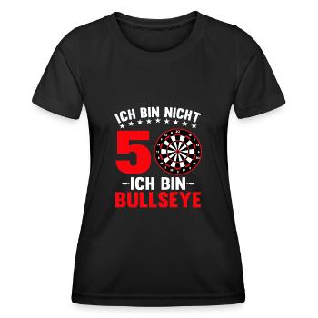 Ich Bin Nicht 50 Ich Bin Bullseye | Herren Dart - Frauen Funktions-T-Shirt - Schwarz - Vorne - AI Model Female 172 light (172cm)