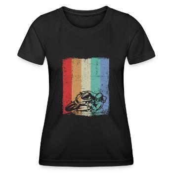 Motorrad Biker Motorradfahrer vintage retro - Frauen Funktions-T-Shirt - Schwarz - Vorne - AI Model Female 172 light (172cm)