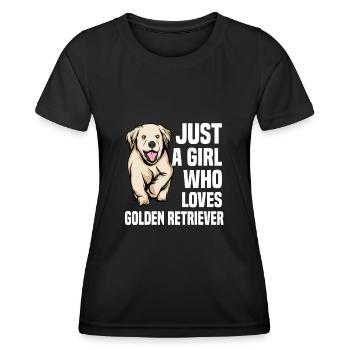 Golden-Retriever | Golden Retriever - Frauen Funktions-T-Shirt - Schwarz - Vorne - AI Model Female 172 light (172cm)