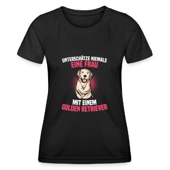 Golden-Retriever | Golden Retriever - Frauen Funktions-T-Shirt - Schwarz - Vorne - AI Model Female 172 light (172cm)