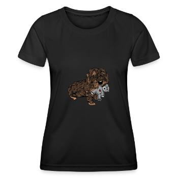 Rough-haired dachshund Dachshund | Rough-haired dachshund - Women's Functional T-Shirt - black - Front - AI Model Female 172 light (172cm)
