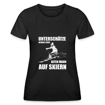 Unterschätze Niemals Einen Alten Mann auf Skiern - Frauen Funktions-T-Shirt - Schwarz - Vorne - AI Model Female 172 light (172cm)
