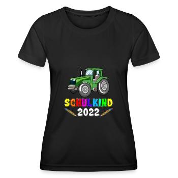 Schulkind 2022 | Traktor Schulkind - Frauen Funktions-T-Shirt - Schwarz - Vorne - AI Model Female 172 light (172cm)