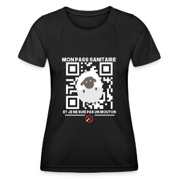 Mon pass sanitaire anti vaccin humour covid - T-shirt sport Femme - noir - Devant - AI Model Female 172 light (172cm)