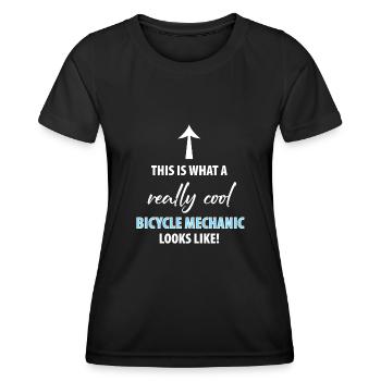 Bicycle workshop Bicycle fitter Bicycle - Women's Functional T-Shirt - black - Front - AI Model Female 172 light (172cm)