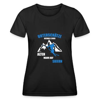 Unterschätze Niemals Alten Mann Beim Ski Fahren - Frauen Funktions-T-Shirt - Schwarz - Vorne - AI Model Female 172 light (172cm)