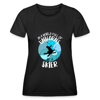 Ski ski Skieurs Vacances au ski - T-shirt sport Femme - noir - Devant - AI Model Female 172 light (172cm)