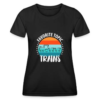 Train Chemin de fer Trains Trains Conducteurs de train - T-shirt sport Femme - noir - Devant - AI Model Female 172 light (172cm)