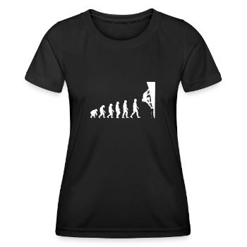 Evolution Klettern Bouldern Kletterer Berge Climb - Frauen Funktions-T-Shirt - Schwarz - Vorne - AI Model Female 172 light (172cm)