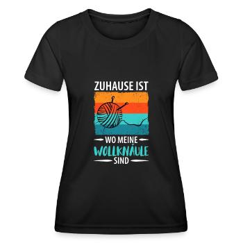 Wolle Stricken Wollknäuel - Frauen Funktions-T-Shirt - Schwarz - Vorne - AI Model Female 172 light (172cm)