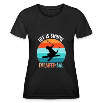 Ski ski Skieurs Vacances au ski - T-shirt sport Femme - noir - Devant - AI Model Female 172 light (172cm)