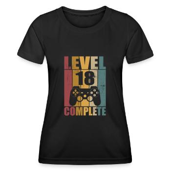 18th Birthday Level 18 Complete Gamer 18 years - Women's Functional T-Shirt - black - Front - AI Model Female 172 light (172cm)
