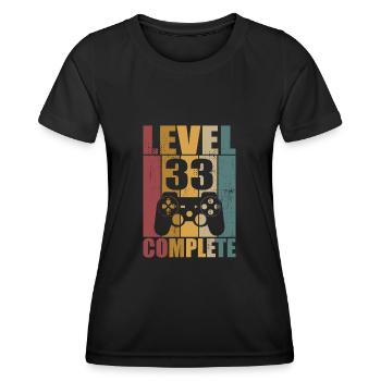 33. Geburtstag Level 33 Complete Gamer 33 Jahre - Frauen Funktions-T-Shirt - Schwarz - Vorne - AI Model Female 172 light (172cm)