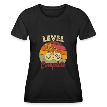 16 Birthday Level 16 Complete Gamer Gift - Women's Functional T-Shirt - black - Front - AI Model Female 172 light (172cm)