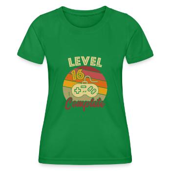 16 Geburtstag Level 16 Complete Gamer Geschenk - Frauen Funktions-T-Shirt - Kelly Green - Vorne - AI Model Female 172 dark (172cm)