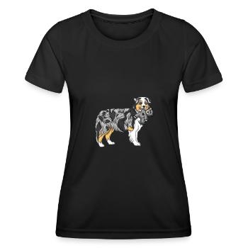 Berger australien - T-shirt sport Femme - noir - Devant - AI Model Female 172 light (172cm)