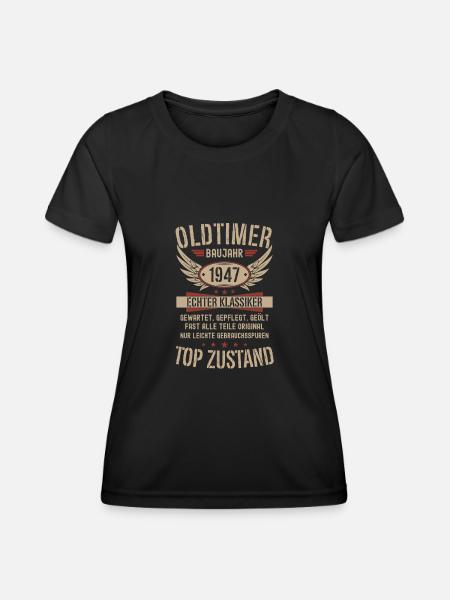 Oldtimer Baujahr 1947 Geboren Jahrgang Geburtstag - Frauen Funktions-T-Shirt - Schwarz