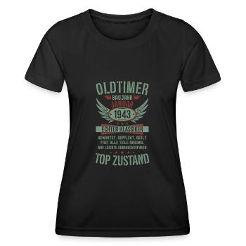 Oldtimer Januar 1943 Geboren Jahrgang Geburtstag - Frauen Funktions-T-Shirt - Schwarz - Vorne - AI Model Female 172 light (172cm)