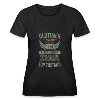 Oldtimer Januar 1974 Geboren Jahrgang Geburtstag - Frauen Funktions-T-Shirt - Schwarz - Vorne - AI Model Female 172 light (172cm)