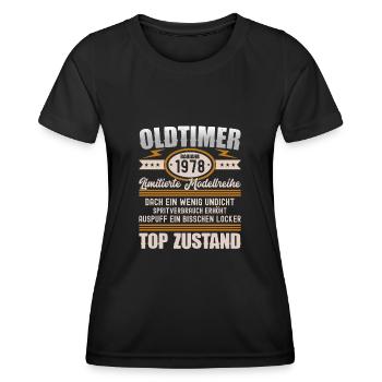 Oldtimer Baujahr 1978 Geboren Jahrgang Geburtstag - Frauen Funktions-T-Shirt - Schwarz - Vorne - AI Model Female 172 light (172cm)