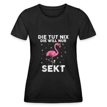 Mädelsabend Saufen Partyliebhaber Flamingo - Frauen Funktions-T-Shirt - Schwarz - Vorne - AI Model Female 172 light (172cm)