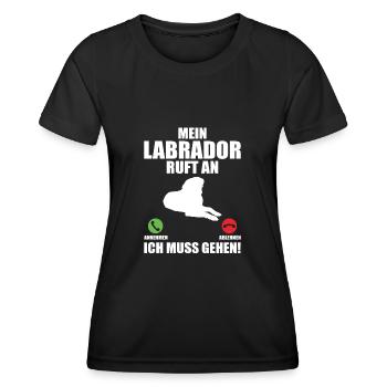 Mein Labrador Retriever Ruft An Gassi Hunde Labbi - Frauen Funktions-T-Shirt - Schwarz - Vorne - AI Model Female 172 light (172cm)