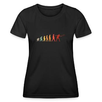 Tennis Evolution Tennisplatz Tennisspieler Trainer - Frauen Funktions-T-Shirt - Schwarz - Vorne - AI Model Female 172 light (172cm)