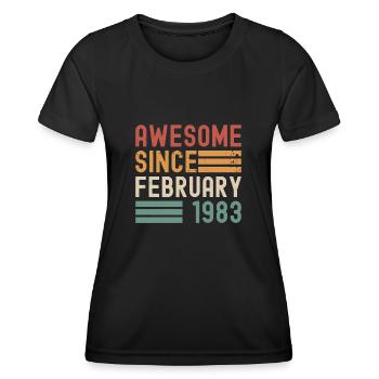 Awesome February 1983 Born Vintage Birthday - Women's Functional T-Shirt - black - Front - AI Model Female 172 light (172cm)