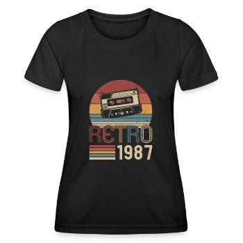 Retro Vintage 1987 Born Birthday Vintage - Women's Functional T-Shirt - black - Front - AI Model Female 172 light (172cm)