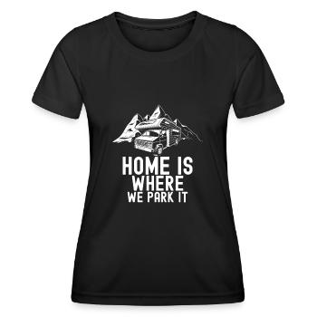 La maison est l’endroit où nous le garons Camping Camping Camping-car - T-shirt sport Femme - noir - Devant - AI Model Female 172 light (172cm)