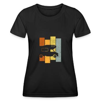 Camping Rétro Graphique Camping-car Womo Caravane Camping-car - T-shirt sport Femme - noir - Devant - AI Model Female 172 light (172cm)