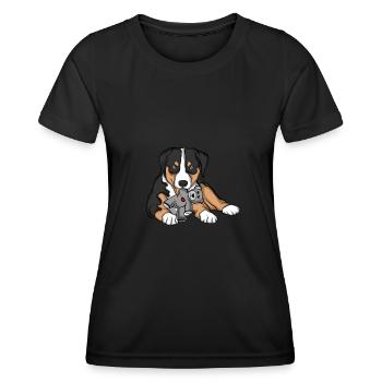 Appenzeller Sennenhund Kuscheltier Hund - Frauen Funktions-T-Shirt - Schwarz - Vorne - AI Model Female 172 light (172cm)