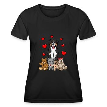 Appenzeller Sennenhund Kuscheltier Hund - Frauen Funktions-T-Shirt - Schwarz - Vorne - AI Model Female 172 light (172cm)