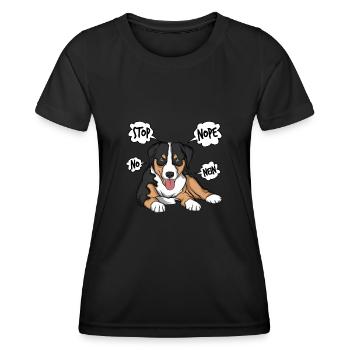 Appenzeller Sennenhund Kuscheltier Hund - Frauen Funktions-T-Shirt - Schwarz - Vorne - AI Model Female 172 light (172cm)
