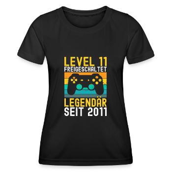 11. Geburtstag Level 11 Freigeschaltet Gamer 2011 - Frauen Funktions-T-Shirt - Schwarz - Vorne - AI Model Female 172 light (172cm)