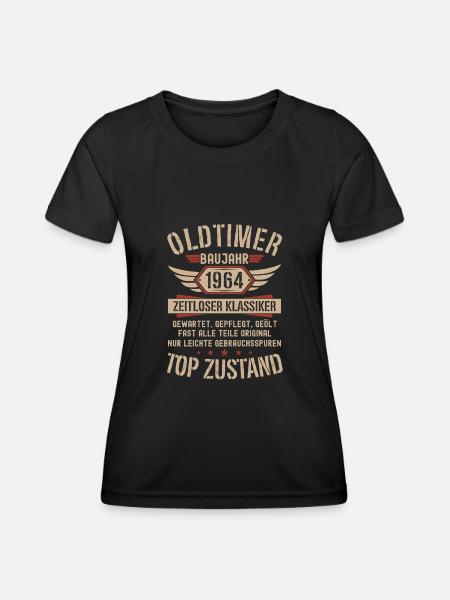 Oldtimer Baujahr 1964 Geboren Jahrgang Geburtstag - Frauen Funktions-T-Shirt - Schwarz