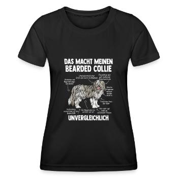 Bearded Collie - Frauen Funktions-T-Shirt - Schwarz - Vorne - AI Model Female 172 light (172cm)