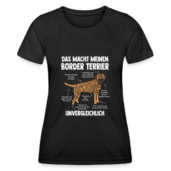 Border Terrier - Frauen Funktions-T-Shirt - Schwarz - Vorne - AI Model Female 172 light (172cm)